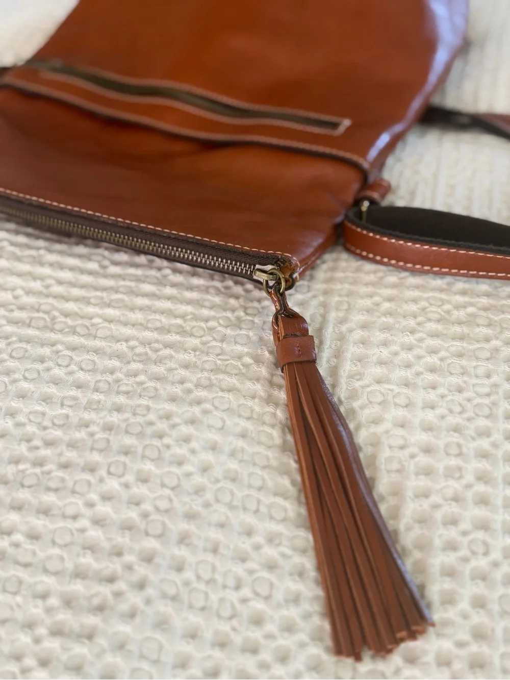 Patricia Nash Luzille Leather Convertible Backpack Tote Tan